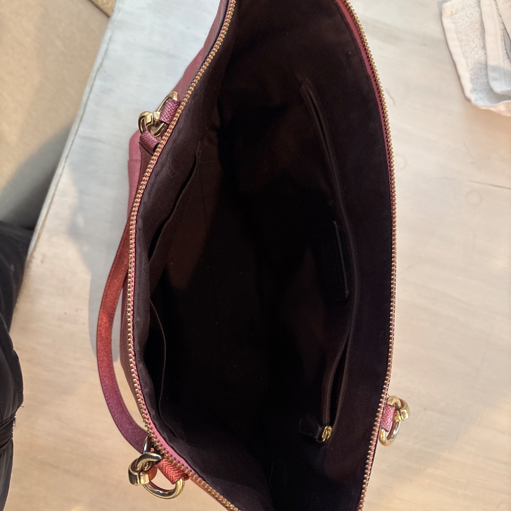 Coach Pink Leather Tote with Gold Hardware - Picture 12 of 15